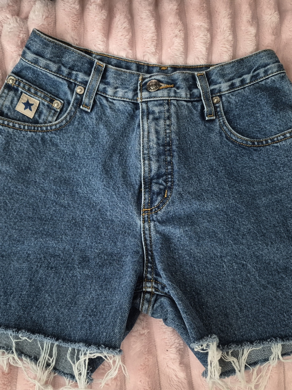 Rockies Blue Frayed-Hem Denim Shorts